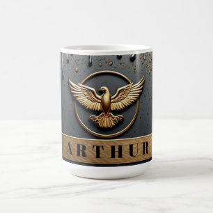 Taza De Café Emblema de Águila Dorada con Alas Extendidas