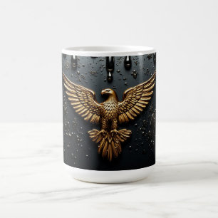 Taza De Café Emblema de Águila Dorada con Alas Extendidas