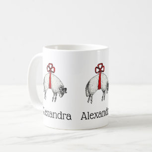 Taza De Café Emblema de cimera de oveja carnero con banda herál
