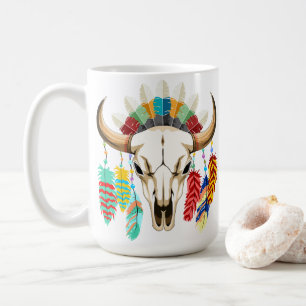 Taza De Café Emblema de cráneo de búfalo nativo americano