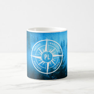 Taza De Café Emblema de la estrella de la brújula monograma nie