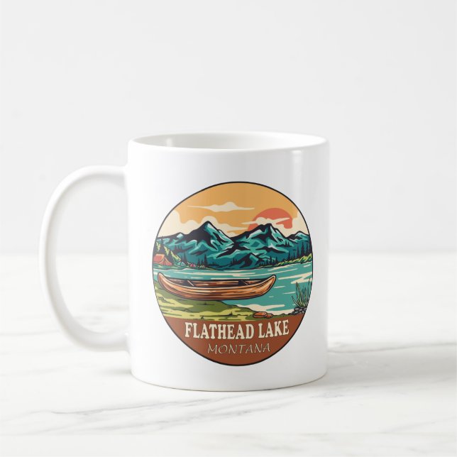 Taza De Café Emblema De Pesca En Bote Del Lago Montana (Izquierda)