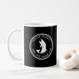 Taza De Café Emblema de pesca personalizado negro y w