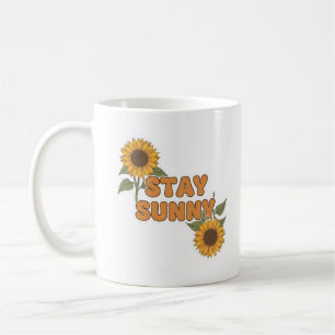 Taza De Café Emblema floral "Mantén el Sol" Girasol Retro