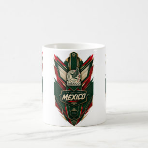 Taza De Café Emblema Intrincado con Tema Mexicano