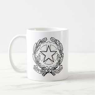 Taza De Café Emblema nacional de Italia - contorno negro