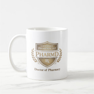 Taza De Café Emblema Personalizado de Farmacéutico Licenciado P