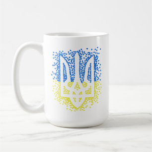 Taza De Café Emblema ucraniano trident tryzub esparce corazones