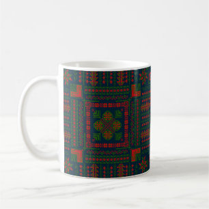 Taza De Café Embroideric palestino Tatreez color verde rojo 5 P