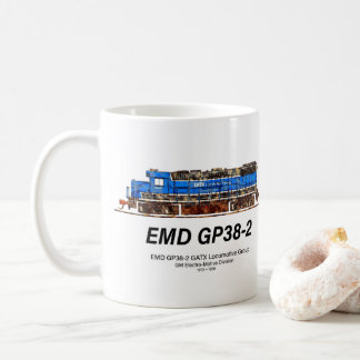 Taza De Café EMD GP38-2 Locomotora diesel GATX azul y blanco