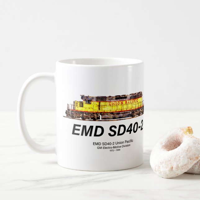 Taza De Café EMD SD40-2 Locomotora Diesel. Pacífico de Unión (Con donut)