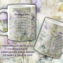 Taza De Café Emergencia bíblica versos florales personalizados