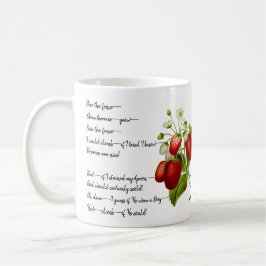 Taza De Café Emily Dickinson "Over the Fence" Poema de fresas