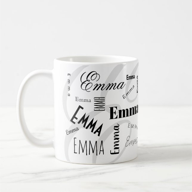 Taza De Café Emma Custom Name  Black White Coffee Mug (Izquierda)