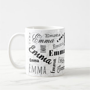 Taza De Café Emma Custom Name Black White Coffee Mug