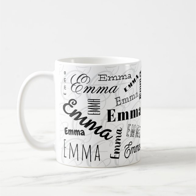 Taza De Café Emma Custom Name Black White Coffee Mug (Izquierda)