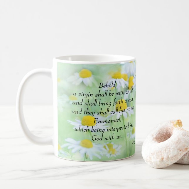 Taza De Café Emmanuel, Dios con nosotros - Mateo 1:23 (Con donut)
