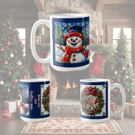Taza De Café Emocionante Personalizable de Navidades de Snowman