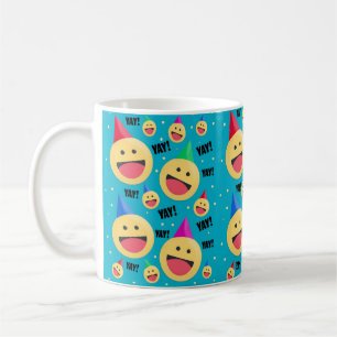 Taza De Café Emocionantes Emojis de YAY en vacaciones de Gorras