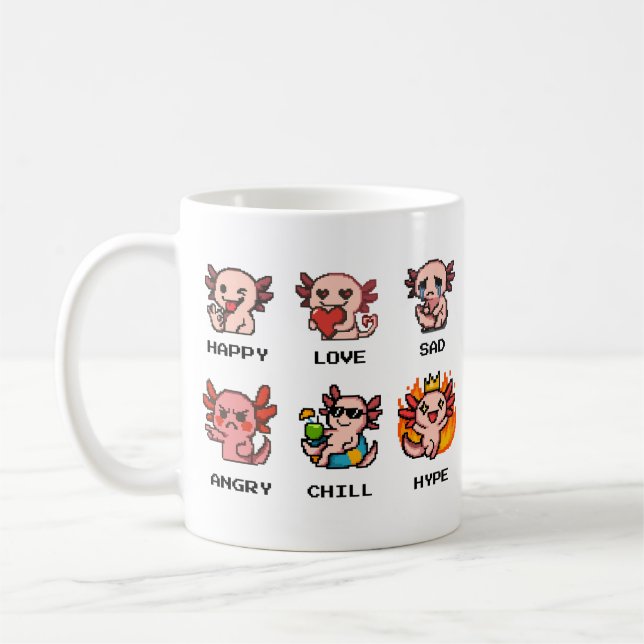 Taza De Café Emociones de arte de píxeles Axolotl Mug (Izquierda)