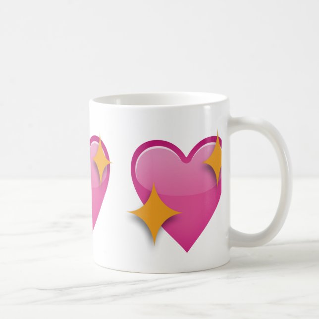 Taza De Café Emoji chispeante del corazón (Derecha)