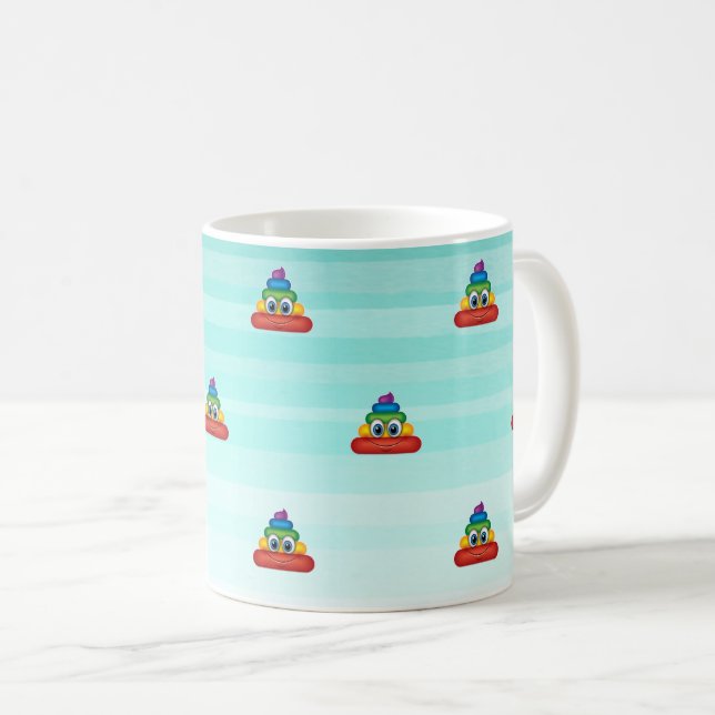 Taza De Café Emoji de caca de arcoíris adorable (Anverso derecho)