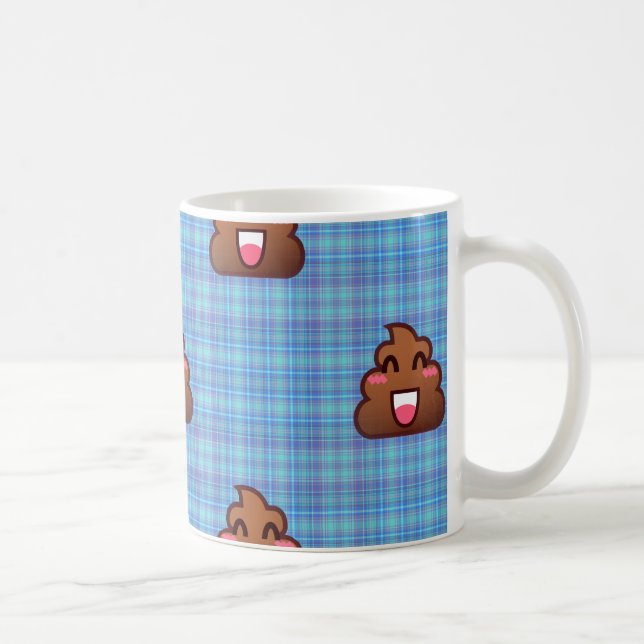 Taza De Café emoji de caca de plaid (Derecha)