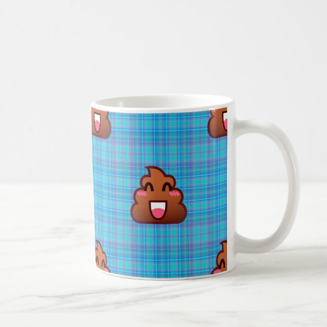 Taza De Café emoji de caca de plaid (Derecha)