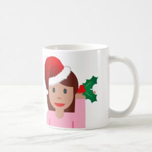 Taza De Café emoji de chica de información de navidad