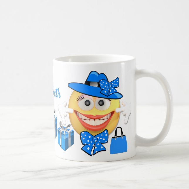 Taza De Café Emoji de compra de texto Personalizado personaliza (Derecha)