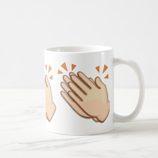 Taza De Café Emoji del Rótulo de las manos que aplaude (Derecha)
