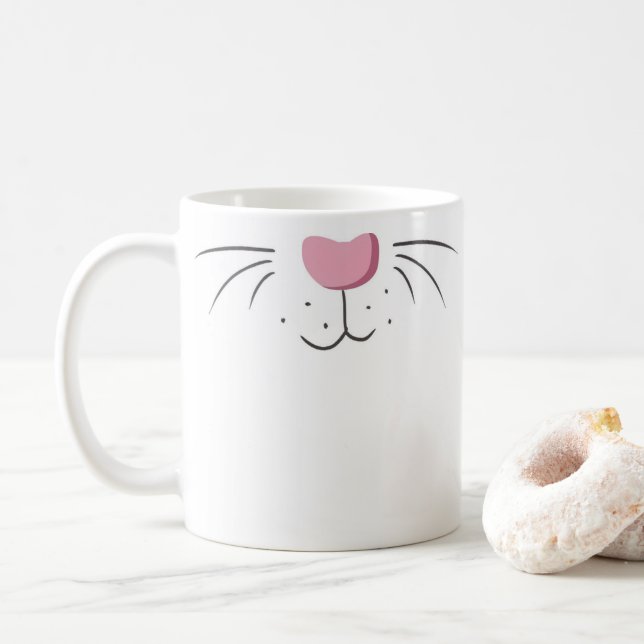 Taza De Café Emoji divertida de la nariz conejo conejo (Con donut)