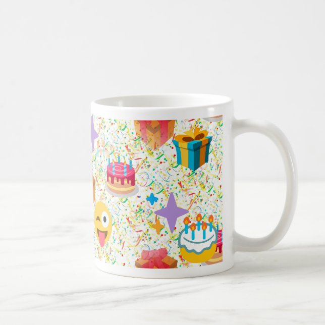 Taza De Café emoji feliz de cumpleaños (Derecha)