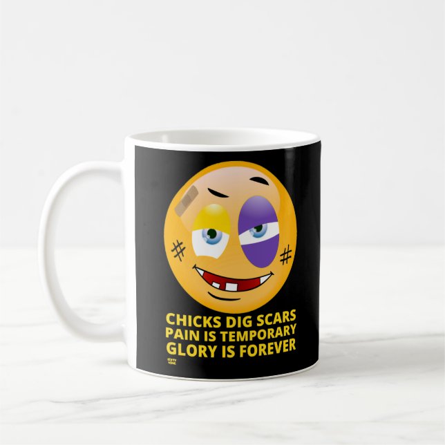 Taza De Café emoji graciosa de "CHICKS DIG SCARS" (Izquierda)