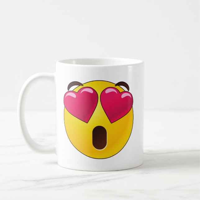 Taza De Café Emoji Heart Eyes Valentines (Izquierda)