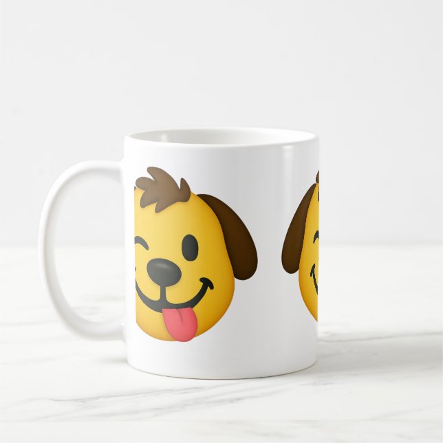 Taza De Café Emoji Perro Divertido – Estilo Kawaii para Amantes (Izquierda)