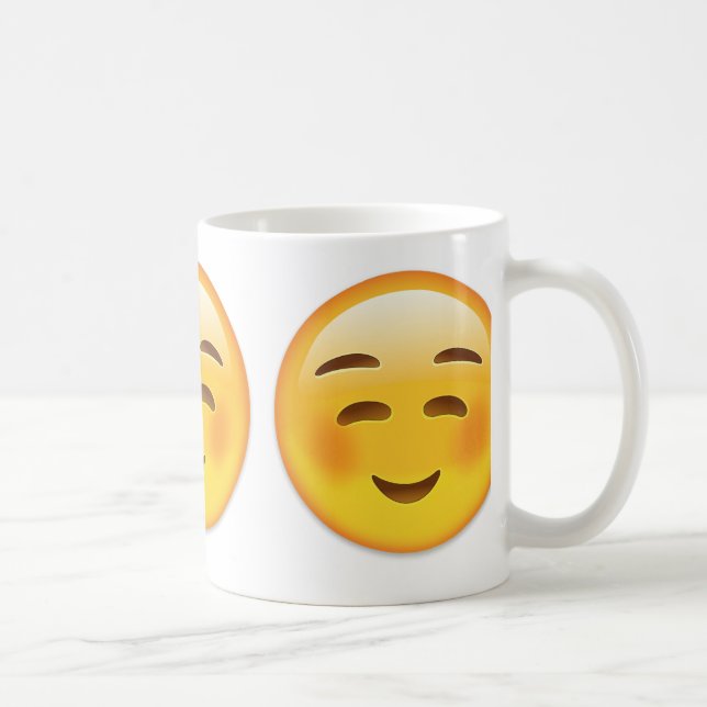Taza De Café Emoji sonriente blanca de la cara (Derecha)
