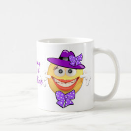 Taza De Café Emoji sonriente de texto personalizado en Gorra co