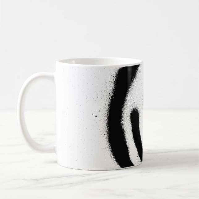 Taza De Café emoticono facial sonriente de graffiti en negro so (Izquierda)