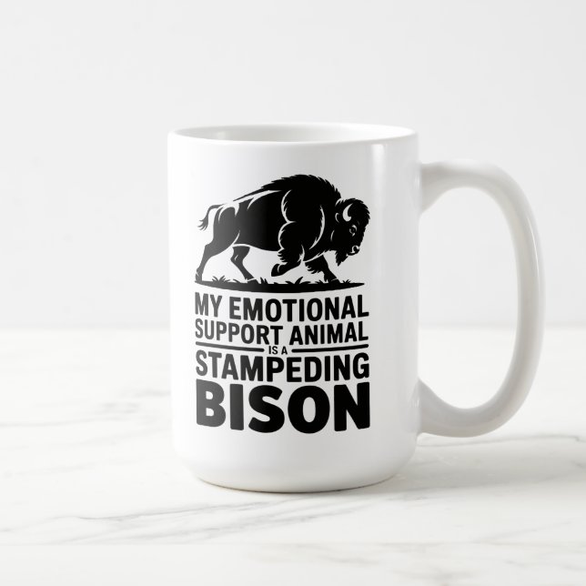 Taza De Café Emotional Support Bison Neurodivergent Humor (Derecha)