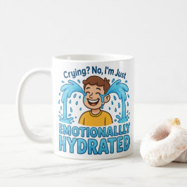 Taza De Café Emotionally Hydrated Funny Crying Cartoon