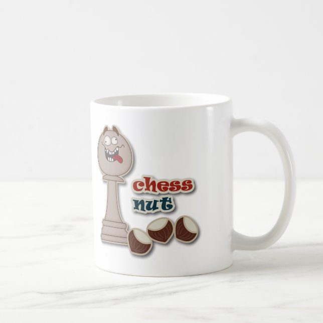 Taza De Café Empeño del ajedrez, nueces del ajedrez y castañas (Derecha)