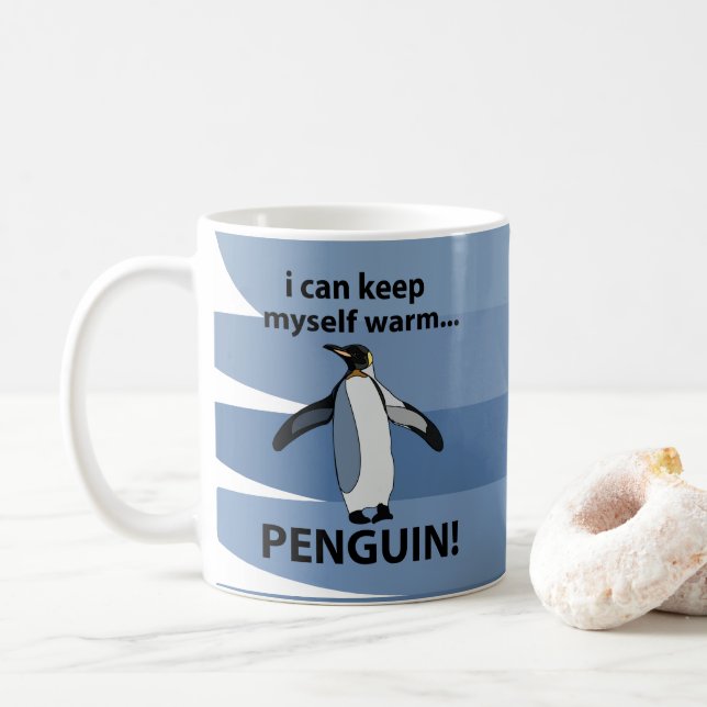 Taza De Café Emperador Pingüino Gracioso (Con donut)