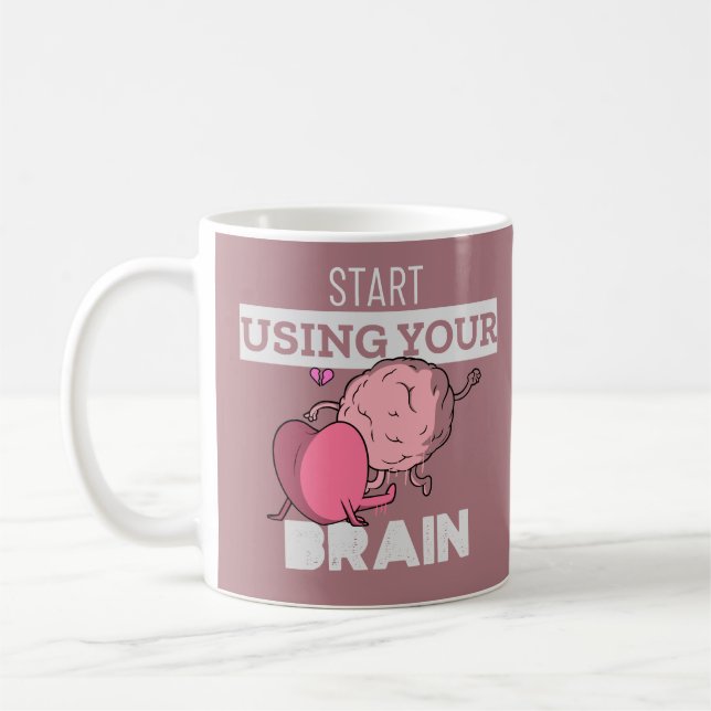 Taza De Café Empieza a usar tu cerebro | Divertido diseño cereb (Izquierda)