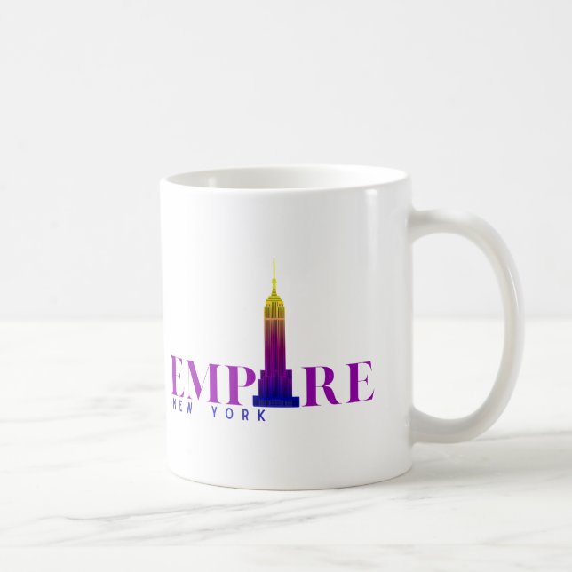 Taza De Café Empire State Building-New York-Vibrant Purple- (Derecha)