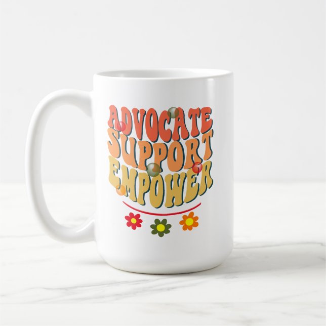 Taza De Café Empoderamiento de apoyo de defensa, retro de traba (Izquierda)