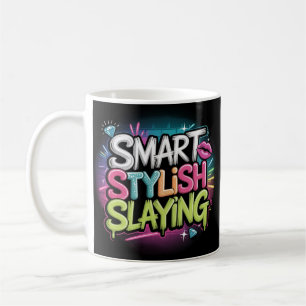 Taza De Café Empoderando el eslogan del graffiti neón texto ros