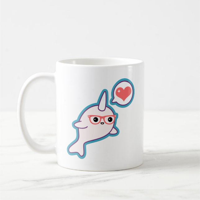 Taza De Café Empollón lindo Narwhal (Izquierda)