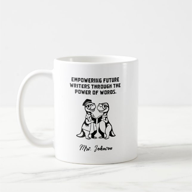 Taza De Café Empowering Future Writers Power of Words Design (Izquierda)