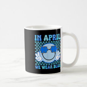 Taza De Café En Abril Nosotros Llevamos Azul Rompecabezas De Co